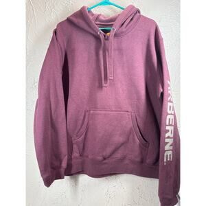 Berne Workwear Hoodie Womens Red Sweatshirt Pullover Graphics Fleece Size XL